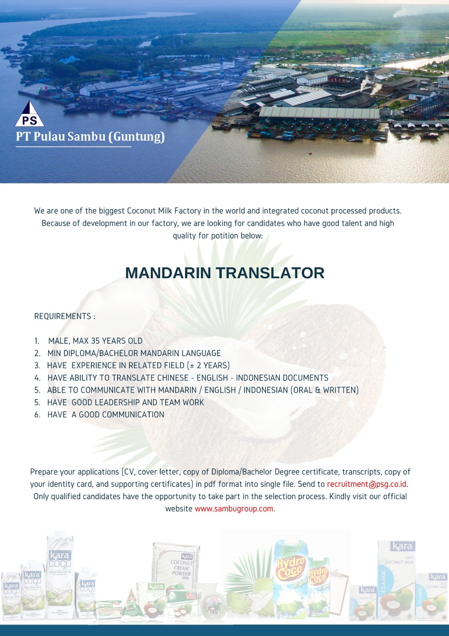 Mandarin Translator PT Pulau Sambu (Guntung)