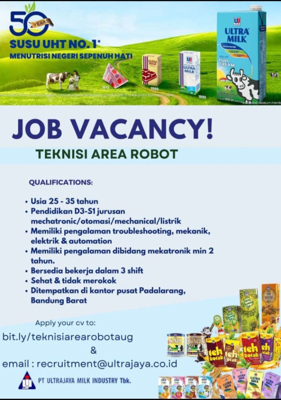 Teknisi Area Robot Pt Ultrajaya Milk Industry And Trading Company